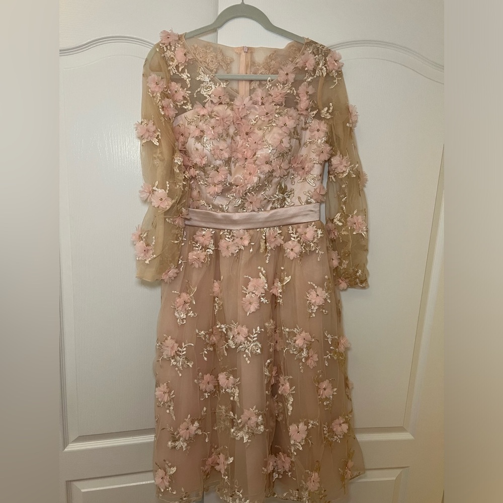 3D Floral Dress in Blush